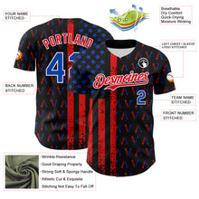 Laden Sie das Bild in den Galerie-Viewer, Custom Black Thunder Blue Fire Red-White 3D Patriotic American Flag Authentic Baseball Jersey
