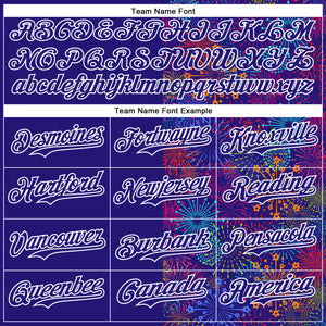 Custom Dark Purple White 3D Pattern Design Patriotic American Spirit Firework Authentic Baseball Jersey