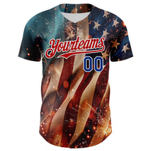 Laden Sie das Bild in den Galerie-Viewer, Custom Blue Royal Red-White 3D Patriotic American Flag Authentic Baseball Jersey
