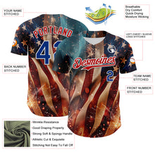 Laden Sie das Bild in den Galerie-Viewer, Custom Blue Royal Red-White 3D Patriotic American Flag Authentic Baseball Jersey
