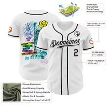 Load image into Gallery viewer, Custom White Black 3D Pattern Design Patriotic American Symbol Statue of Liberty Authentic Baseball Jersey
