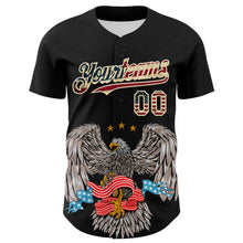 Laden Sie das Bild in den Galerie-Viewer, Custom Black Vintage USA Flag-Cream 3D Patriotic American Symbol Eagle Authentic Baseball Jersey
