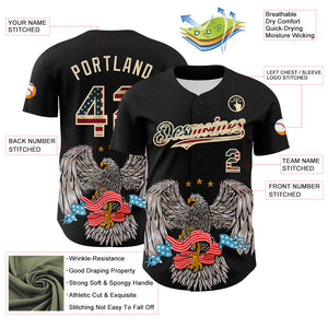 Custom Black Vintage USA Flag-Cream 3D Patriotic American Symbol Eagle Authentic Baseball Jersey