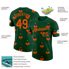 Load image into Gallery viewer, Custom Green Orange 3D Pickleball Paddles Balls Floral Performance T-Shirt
