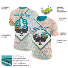 Laden Sie das Bild in den Galerie-Viewer, Custom Cream Teal-White 3D Pickleball Paddles Balls Floral Performance T-Shirt
