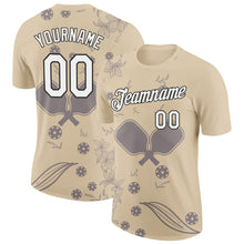 Laden Sie das Bild in den Galerie-Viewer, Custom City Cream White-Black 3D Pickleball Paddles Balls Floral Performance T-Shirt
