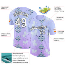 Загрузить изображение в средство просмотра галереи, Custom Purple White-Black 3D Pickleball Paddles Balls Floral Performance T-Shirt

