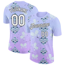 Загрузить изображение в средство просмотра галереи, Custom Purple White-Black 3D Pickleball Paddles Balls Floral Performance T-Shirt

