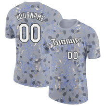 Load image into Gallery viewer, Custom Gray White-Black 3D Pickleball Paddles Balls Floral Performance T-Shirt
