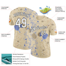 Laden Sie das Bild in den Galerie-Viewer, Custom Cream White-Black 3D Pickleball Paddles Balls Floral Performance T-Shirt
