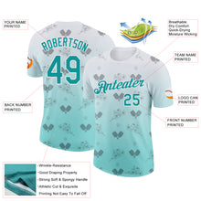 Laden Sie das Bild in den Galerie-Viewer, Custom Blue Teal-White 3D Gradient Pickleball Paddles Balls Floral Performance T-Shirt
