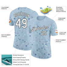 Charger l&#39;image dans la galerie, Custom Blue White-Black 3D Pickleball Paddles Balls Floral Performance T-Shirt
