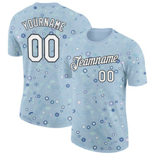 Charger l&#39;image dans la galerie, Custom Blue White-Black 3D Pickleball Paddles Balls Floral Performance T-Shirt
