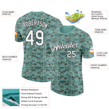 Load image into Gallery viewer, Custom Green White-Black 3D Pickleball Paddles Balls Tropical Palm Trees Performance T-Shirt
