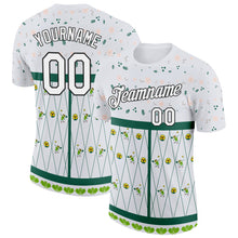 Загрузить изображение в средство просмотра галереи, Custom Green White-Black 3D Pickleball Paddles Balls Floral Performance T-Shirt
