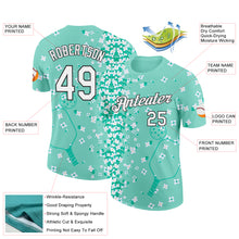 Load image into Gallery viewer, Custom Green White-Black 3D Pickleball Paddles Balls Floral Performance T-Shirt
