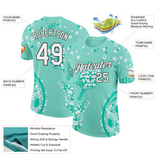 Загрузить изображение в средство просмотра галереи, Custom Green White-Black 3D Pickleball Paddles Balls Floral Performance T-Shirt
