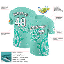 Загрузить изображение в средство просмотра галереи, Custom Green White-Black 3D Pickleball Paddles Balls Floral Performance T-Shirt
