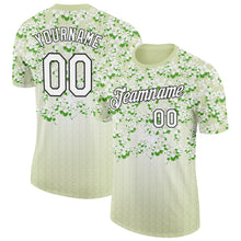 Load image into Gallery viewer, Custom Green White-Black 3D Pickleball Balls Floral Performance T-Shirt
