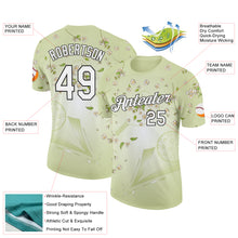 Загрузить изображение в средство просмотра галереи, Custom Green White-Black 3D Pickleball Paddles Balls Floral Performance T-Shirt

