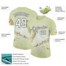 Загрузить изображение в средство просмотра галереи, Custom Green White-Black 3D Pickleball Paddles Balls Floral Performance T-Shirt
