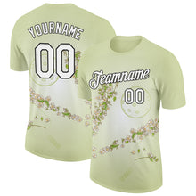Загрузить изображение в средство просмотра галереи, Custom Green White-Black 3D Pickleball Paddles Balls Floral Performance T-Shirt
