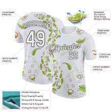 Charger l&#39;image dans la galerie, Custom White Black 3D Pickleball Paddles Balls Floral Performance T-Shirt
