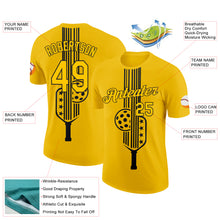 Laden Sie das Bild in den Galerie-Viewer, Custom Yellow Black 3D Pickleball Paddles Balls Performance T-Shirt

