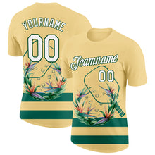Загрузить изображение в средство просмотра галереи, Custom Yellow White-Green 3D Pickleball Paddles Balls Floral Performance T-Shirt
