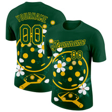 Charger l&#39;image dans la galerie, Custom Green Yellow 3D Pickleball Paddles Balls Floral Performance T-Shirt
