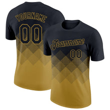 Load image into Gallery viewer, Custom Black Old Gold 3D Pattern Design Gradient Square Shapes Performance T-Shirt

