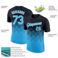 Load image into Gallery viewer, Custom Black Sky Blue-White 3D Pattern Design Gradient Square Shapes Performance T-Shirt
