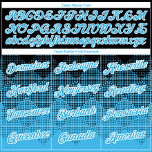 Load image into Gallery viewer, Custom Black Sky Blue-White 3D Pattern Design Gradient Square Shapes Performance T-Shirt
