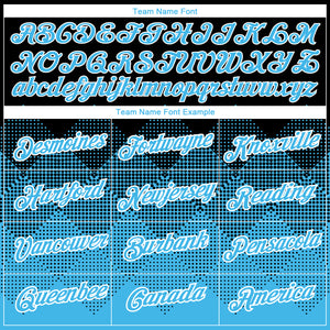 Custom Black Sky Blue-White 3D Pattern Design Gradient Square Shapes Performance T-Shirt