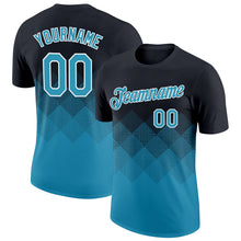 Load image into Gallery viewer, Custom Black Panther Blue-White 3D Pattern Design Gradient Square Shapes Performance T-Shirt
