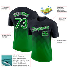 Load image into Gallery viewer, Custom Black Grass Green-White 3D Pattern Design Gradient Square Shapes Performance T-Shirt
