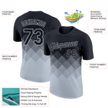 Load image into Gallery viewer, Custom Black Silver 3D Pattern Design Gradient Square Shapes Performance T-Shirt
