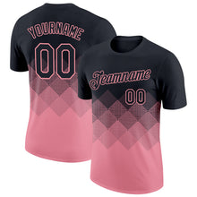 Load image into Gallery viewer, Custom Black Medium Pink 3D Pattern Design Gradient Square Shapes Performance T-Shirt
