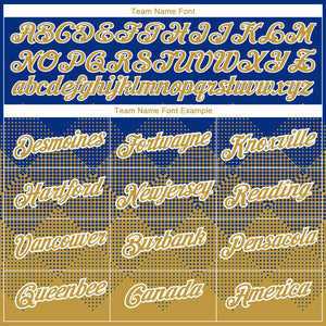 Custom Royal Old Gold-White 3D Pattern Design Gradient Square Shapes Performance T-Shirt
