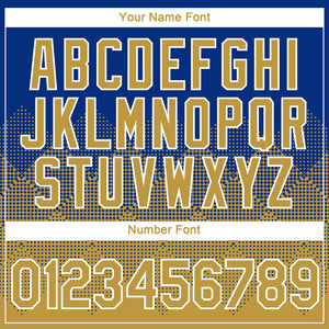 Custom Royal Old Gold-White 3D Pattern Design Gradient Square Shapes Performance T-Shirt