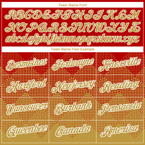 Custom Red Old Gold-White 3D Pattern Design Gradient Square Shapes Performance T-Shirt