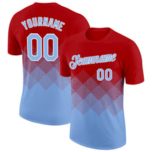 Загрузить изображение в средство просмотра галереи, Custom Red Light Blue-White 3D Pattern Design Gradient Square Shapes Performance T-Shirt
