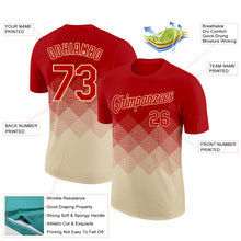 Load image into Gallery viewer, Custom Red Cream 3D Pattern Design Gradient Square Shapes Performance T-Shirt
