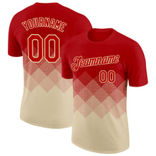 Load image into Gallery viewer, Custom Red Cream 3D Pattern Design Gradient Square Shapes Performance T-Shirt
