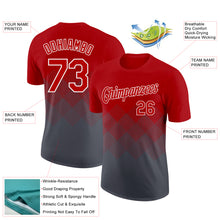 Загрузить изображение в средство просмотра галереи, Custom Red Steel Gray-White 3D Pattern Design Gradient Square Shapes Performance T-Shirt
