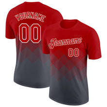 Загрузить изображение в средство просмотра галереи, Custom Red Steel Gray-White 3D Pattern Design Gradient Square Shapes Performance T-Shirt
