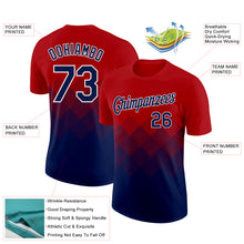 Загрузить изображение в средство просмотра галереи, Custom Red Navy-White 3D Pattern Design Gradient Square Shapes Performance T-Shirt
