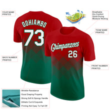 Загрузить изображение в средство просмотра галереи, Custom Red White-Kelly Green 3D Pattern Design Gradient Square Shapes Performance T-Shirt
