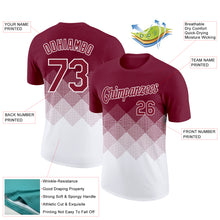 Load image into Gallery viewer, Custom Crimson White 3D Pattern Design Gradient Square Shapes Performance T-Shirt
