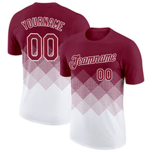 Load image into Gallery viewer, Custom Crimson White 3D Pattern Design Gradient Square Shapes Performance T-Shirt
